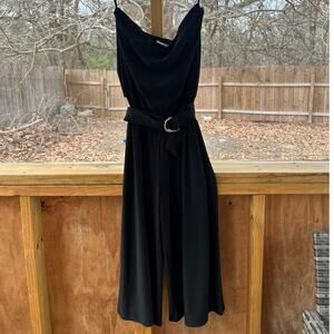 White House Black Market Black Strapless Wide Leg Jumpsuit Size S. NEW